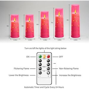 Candele LED Senza Fiamma a 5 Pezzi per un'Atmosfera Romantica, con Timer, in Acrilico Stabile, Effetto Sfarfallio per un Ambiente Accogliente - Product Image 6