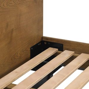 Cama de Plataforma de Madera de Roble Macizo de Diseño Tradicional TNT con Base de Metal Resistente en Color Espresso para Dormitorio - Product Image 2