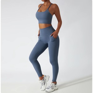 FLW Women’s Seamless 2-Piece Activewear Set Backless Sports Bra & High-Waist Leggings Stretchy Lightweight Yoga Gym Outfit - Product Image 4