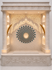Modern Teak Wood Pooja Temple in White Finish Sri Ram Darbar Teak Wood <b>Mandir</b> Luxury Indian White Wooden <b>Mandir</b> for Home USA - Product Image 5