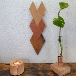 Accessoire mural élégant en bois, objet décoratif mural design, art mural pour salon, décoration murale en bois pour entrée, style luxueux - Product Image 1