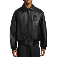 Veste en cuir Avirex à broderies et patchwork, édition limitée, coupe classique, col rabattu, veste en cuir Avirex pour homme
