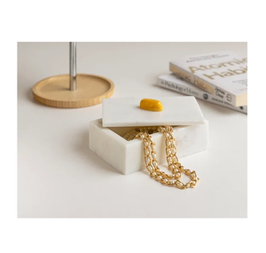 Proveedor Mayorista de Cajas de Joyería de Mármol, Caja Rectangular de Mármol, Contenedor Decorativo de Almacenamiento para Sala de Exhibición, Sala Modelo, Sala de Estar - Product Image 1