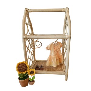 Porte-vêtements en rotin naturel fait main, étagère, support de rangement pour vêtements de chambre d'enfant, meuble écologique pour chambre d'enfant, armoire pour poupées - Product Image 2