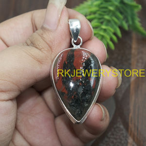 Colgante de Piedra de Sangre Natural en Plata de Ley 925, Hecho a Mano, con Cabujón en Forma de Lágrima, Joyería Curativa, Regalo para Mujeres, Novias y Ella - Product Image 3