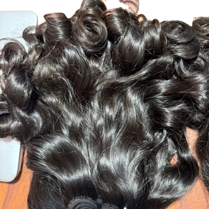 Extensions de cheveux humains vierges indiens, ondulations profondes lâches, pointes pleines, double trame machine, style noir, toutes couleurs, en vrac - Product Image 2