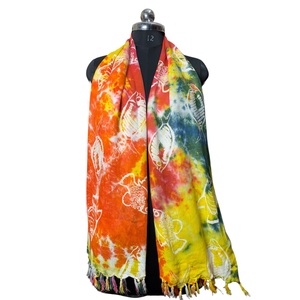 Pareo de Playa Tie Dye al por Mayor para Mujer, Sarong, Pañuelo Envolvente, Pareo Hecho a Mano con Estampado de Bloques, Pareo de Algodón, el Más Vendido - Product Image 4