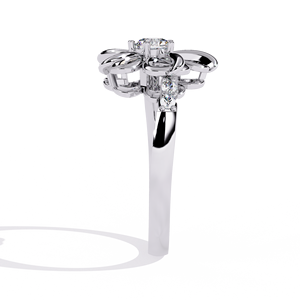 Anillo de oro macizo de 14k para mujer con diseño minimalista de forma única y diamante de corte redondo, ideal para regalo, compromiso, aniversario o boda. - Product Image 6
