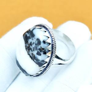 Anillo Ovalado de Turquesa Buffalo, Plata de Ley 925, Joyería Bohemia Hecha a Mano, Anillo para Mujer, Venta al por Mayor - Product Image 4