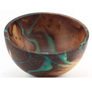 Cuencos de Madera Hechos a Mano para Servir, Ecológicos, de Resina y Madera, Forma Redonda, para Uso en el Hogar y Hoteles - Product Image 1