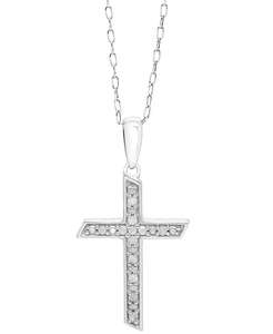 Collana pendente croce di diamanti 18 "(1/10 ct. T. w.) in argento Sterling | Macacy's - Product Image 1