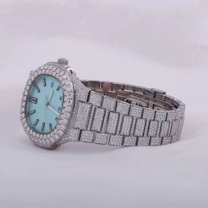 Montre-bracelet à quartz pour homme, entièrement sertie de diamants, en acier inoxydable, étanche, avec calendrier, montre de luxe hip-hop pour affaires - Product Image 2