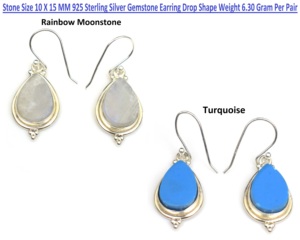 925 Silver Turquoise <b>Drop</b> Earrings 18K Gold Plated Classic Women's Jewelry Everyday Wear Water <b>Drop</b> Shape Bezel Setting - Product Image 5