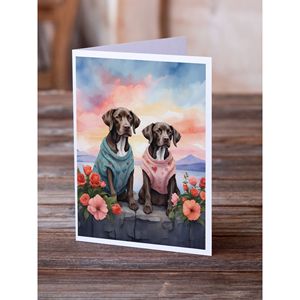 Whimsical German Shorthaired Pointer Two Hearts Pack 8 Blank A7 Note Cards with <b>Envelopes</b> <b>5x7</b> Size for Greetings - Product Image 2