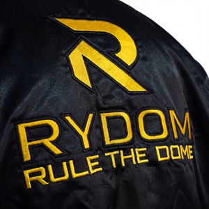 Veste universitaire RYDOM pour homme, noire et jaune, avec logo brodé, style preppy, col rabattu, simple boutonnage, pour l'automne - Product Image 3