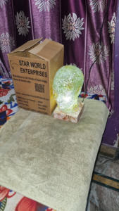 Lámpara de mesa de mosaico de calavera con cara de hombre, lámpara de mesa auxiliar de mosaico de gran calidad, lámpara de mesa antigua hecha en la India - Product Image 2