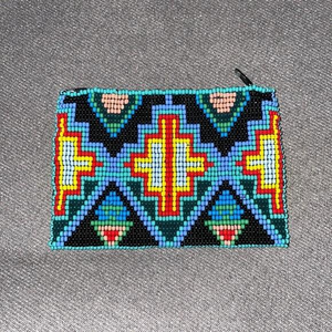 Premium Seed Beads Embroidered Coin <b>Pouch</b> <b>With</b> <b>Zip</b> Closure Colorful Seed Beads Beaded Coin <b>Pouch</b> Handcrafted Design - Product Image 1