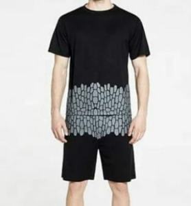 Ensemble de survêtement personnalisé pour hommes en polyester/coton, col rond, manches courtes, 2 pièces, léger et respirant, t-shirt d'été - Product Image 2