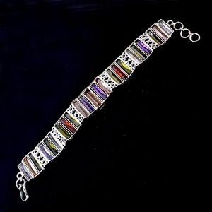 Nueva Pulsera de Cadena de Plata de Ley 925 con Gemas de Cuarzo Multicolor Geométricas para Mujer, Joyería Fina Clásica para Uso Diario - Product Image 4