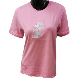 เสื้อยืดกราฟิกสีชมพูสำหรับผู้หญิง ลำลอง สตรีทแวร์ สวมใส่สบาย แฟชั่นนุ่มนวล เสื้อผ้าสำหรับใส่ทุกวัน - Product Image 1