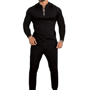 2024 automne nouveau chaud Sports de plein air exercice Jogging Simple couleur Pure Absorption de la sueur respirant hommes sport costume - Product Image 1