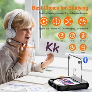 Black Bluetooth Portable <b>CD</b> <b>Player</b> V5.3 Electronic <b>Mini</b> <b>CD</b> Disc <b>Player</b> for Kids Learning Study Travel - Product Image 2