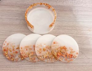 Handmade Resin Coasters with Dried Flowers, <b>Gold</b> Flakes & Elegant Botanical Design for Stylish Home Décor - Product Image 6
