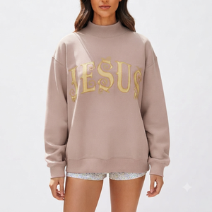 Sudadera Oversize de Algodón para Mujer con Cuello Simulado, Cómoda, de Manga Larga, para Uso Diario - Product Image 1