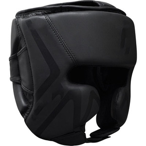 Black Matt Leather Boxing <b>Head</b> Guard Custom Made High Quality Professional Printed Hook & Loop Closure Face Protection <b>Head</b> Gear - Product Image 5