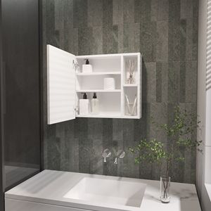 Armadietto per medicinali Myrick bianco a 2 ripiani con specchio per riporre oggetti nel bagno - Product Image 3