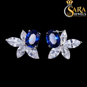 Pendientes de lujo con flor de moissanita, plata 925, corte marquesa, engaste de garra, joyería de boda para mujer, proveedor de exportación de la India, premium - Product Image 4