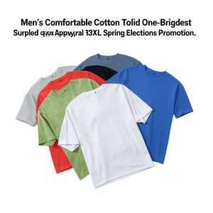 Camiseta de Algodón Cómoda para Hombre, Color Sólido, Excedente de Bangladesh, Estilo Casual, Talla 3XL, Promoción de Primavera - Product Image 3