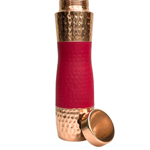 Botella de Agua Portátil OTSAK Premium, Diseño Moderno de Lujo con Estampado Rojo, Cobre Martillado, para Oficina, Aire Libre y Hogar, 34oz 1000ml - Product Image 1