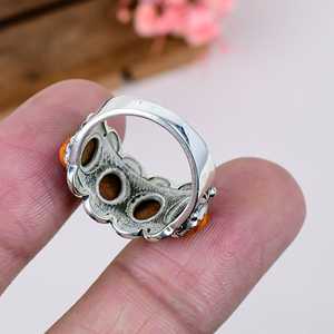 Orange Oyster Turquoise <b>Ring</b> Sterling <b>Silver</b> Artisan Jewelry Handmade <b>Statement</b> <b>Ring</b> Gift for Women Boho Gemstone <b>Ring</b> - Product Image 2