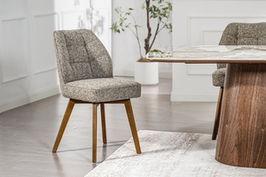 Modern Tufted Upholstered <b>Dining</b> <b>Chair</b> With Wooden Legs Fabric Seat Midcentury Design Home Furniture - Product Image 5