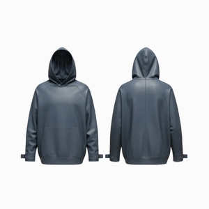 Veste à capuche en cuir pour homme, style urbain, manches longues, fermeture éclair intégrale, design confortable, streetwear décontracté, pour tous les jours - Product Image 2