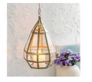 Best Shape Metal and Glass Hanging <b>Tea</b> <b>Light</b> Candle <b>Holder</b> <b>Gold</b> Color for Home & Wedding Lighting Decorative - Product Image 1