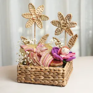 Joli panier à plantes en jacinthe d'eau fait main, pot de fleurs en osier, couvercle de pot décoratif pour intérieur et extérieur, pot de fleurs décoratif pour la maison et le jardin - Product Image 5