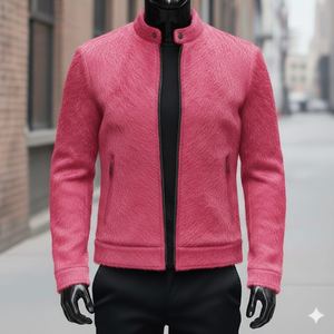 Chaqueta clásica de invierno de cuero genuino con pelo de vaca para hombre - Product Image 2