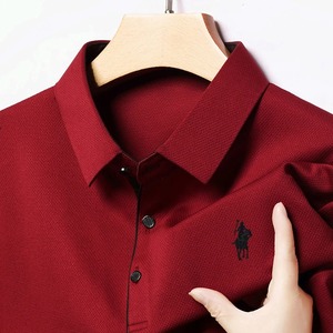 Chemise en jersey respirant brodé pour homme, à manches longues, col à revers, style décontracté et luxueux, pour usage quotidien, couche de base, séchage rapide - Product Image 3
