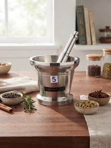 Premium Stainless Steel Mortar and Pestle Set Silver Finish Spice <b>Herb</b> <b>Grinder</b> for Kitchen Use Eco Friendly Durable Design - Product Image 4