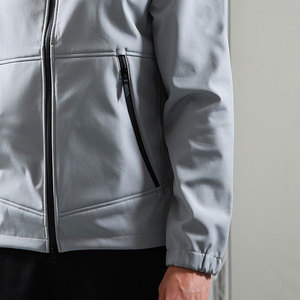Chaqueta de Forro Polar con Capucha para Hombre, Color Gris, con Cierre de Cremallera, Resistente al Viento, Informal, para Otoño, Exterior de Poliéster, Corte Regular - Product Image 3