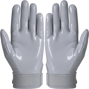 Adult Full Finger Receiver Gloves Breathable <b>Hook</b> Loop <b>Sticky</b> Grip Silicone Palm Custom Team Training American Football Gloves - Product Image 1