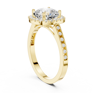 Anillo de Compromiso Clásico de Oro Amarillo de 14K con Corte Cojín de 2 Quilates y Halo, Diamante Cultivado en Laboratorio con Certificación IGI, Regalos de Aniversario y Boda - Product Image 3