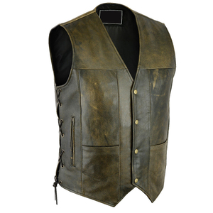 Gilet sans manches en cuir véritable pour homme, style motard, délavé, décontracté, imperméable, fabricant OEM ODM, vente en gros - Product Image 4