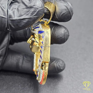 Pendentif Tête de Roi Égyptien Personnalisé Luxe Hip Hop Sertie de Diamants VVS Cultivés en Laboratoire en Argent Sterling 925 Bijoux Hip Hop - Product Image 3