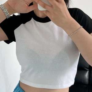 Camiseta Corta de Algodón para Mujer, Estilo Baby Tee, Ajustada, con Logotipo Personalizado, Manga Corta, Informal, Estilo Urbano, Raglan - Product Image 6