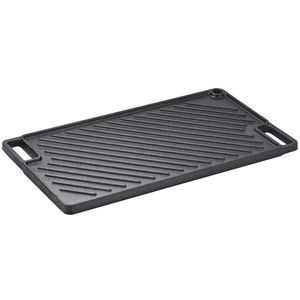 Piastra/Griglia in Ghisa Pretrattata Reversibile 24,6x42,4 cm, Doppia Fornello, Rettangolare Antiaderente per BBQ Familiare - Product Image 1