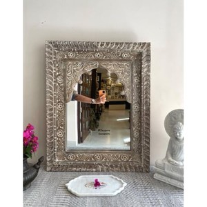 Hand-Painted Sheesham Wood <b>Mirror</b> Frame 20x20 Inch Wholesale Moradabad - Product Image 5