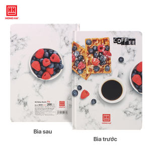 Bloc-notes relié à la couture avec couverture en cuir A5 Delus Scent, 200 pages, impression numérique, édition cadeau blanche (148x205mm), modèle 9234 - Product Image 1